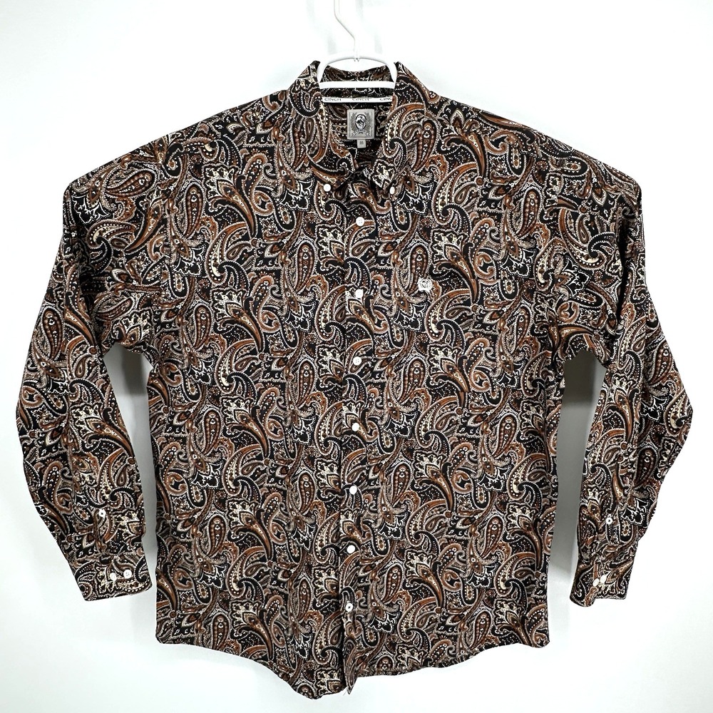 Cinch Modern Fit Shirt Men's M Button Down Paisley Long Sleeve Western Cowboy